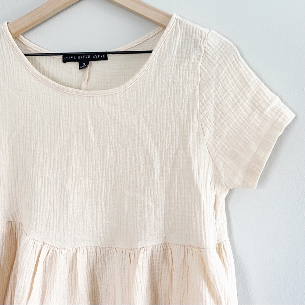 HYFVE Cream Gauzy Cotton Baby Doll Tunic Size Small - Picture 2 of 5